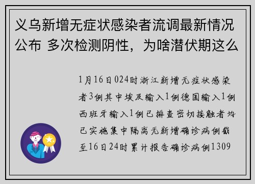 义乌新增无症状感染者流调最新情况公布 多次检测阴性，为啥潜伏期这么长？